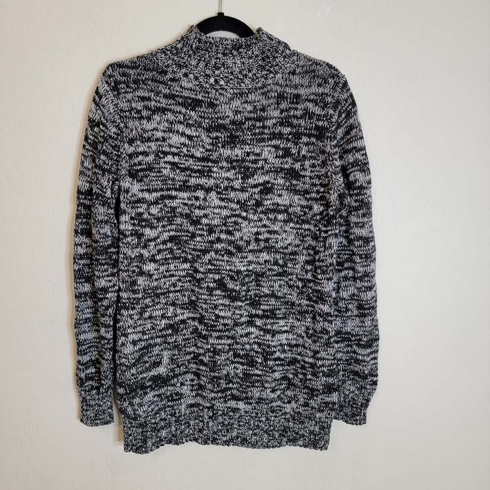 Old Navy Marled Black and White Mock Neck Tunic Sweater Large